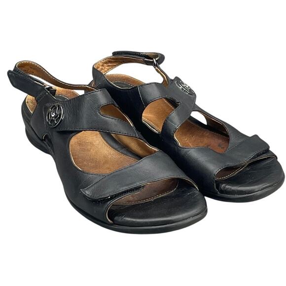 Clarks Shoes - Clarks Artisan Tiffani Aldora Black Leather Slingback Comfort Sandal Women 7.5